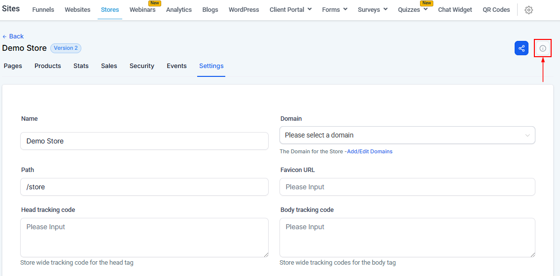 Settings Tab - Stores – figure 3