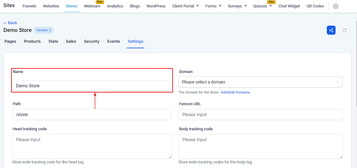 Settings Tab - Stores – figure 5