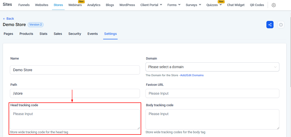 Settings Tab - Stores – figure 9