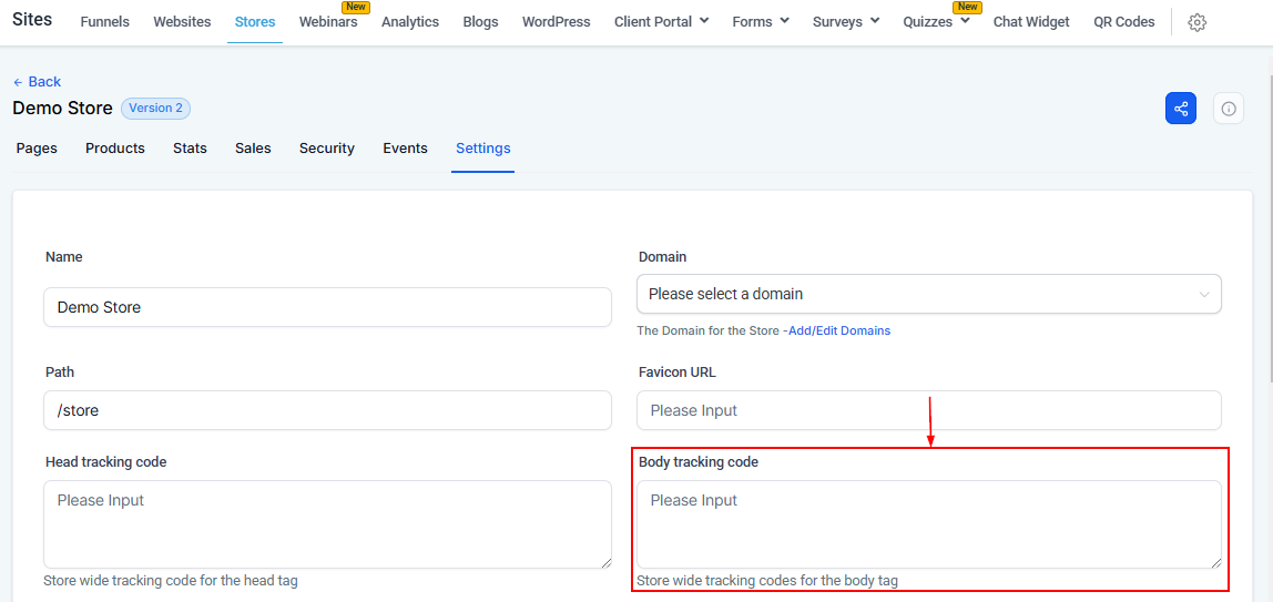 Settings Tab - Stores – figure 10