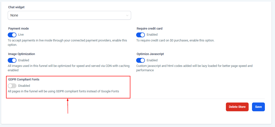 Settings Tab - Stores – figure 14