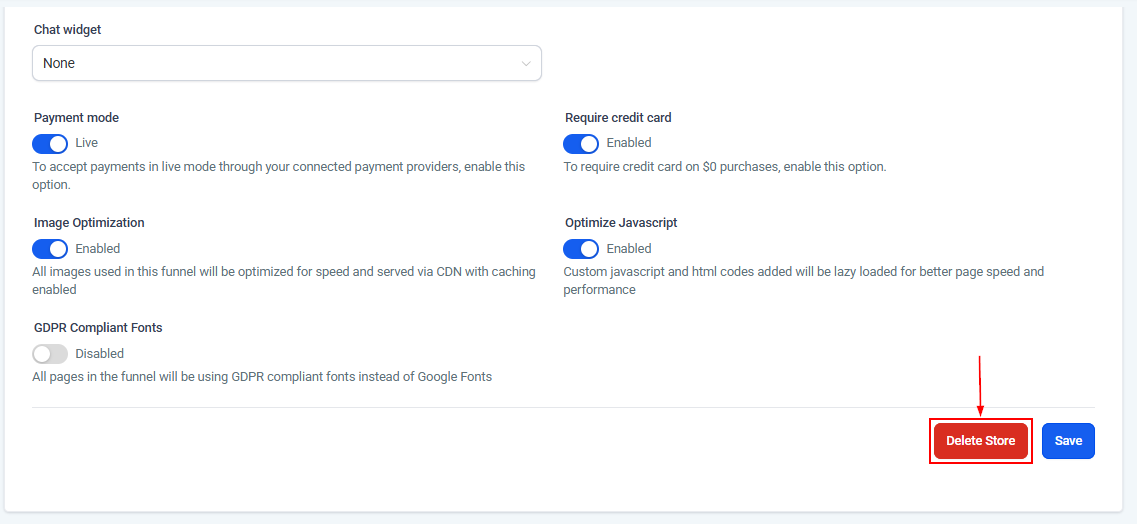 Settings Tab - Stores – figure 17