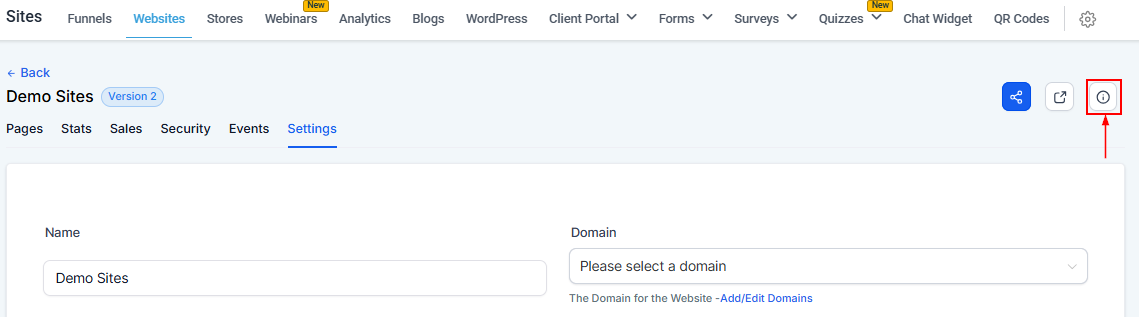 Settings Tab - Websites – figure 4