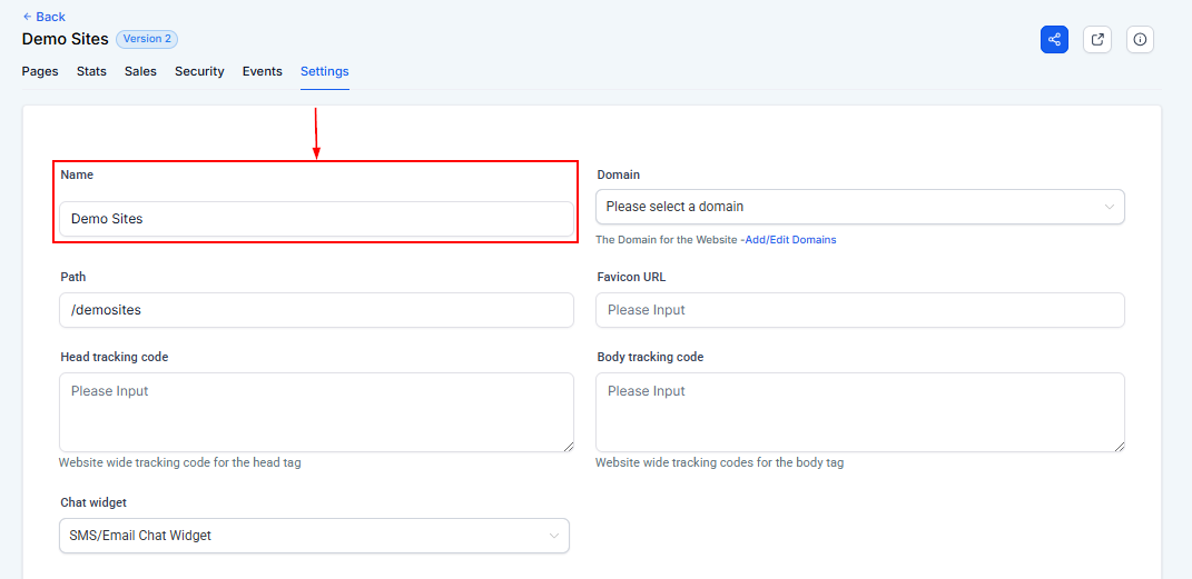 Settings Tab - Websites – figure 6