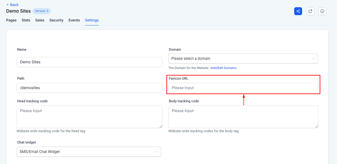 Settings Tab - Websites – figure 9
