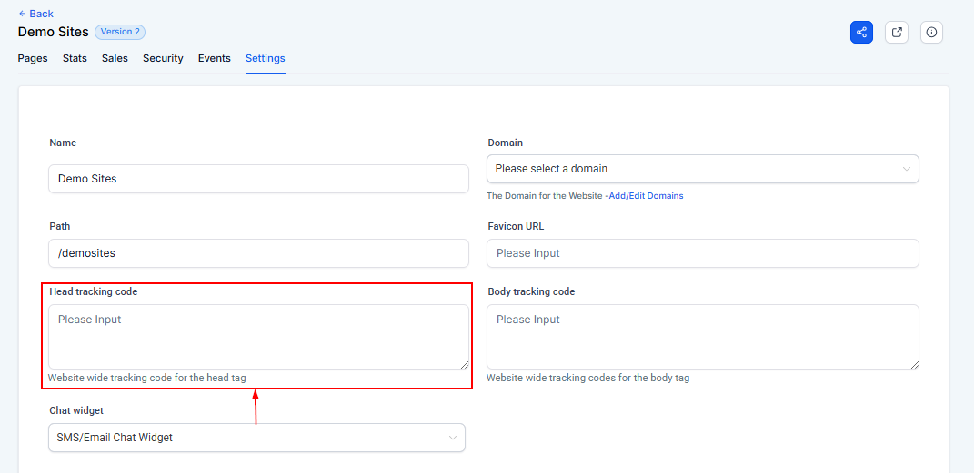 Settings Tab - Websites – figure 10
