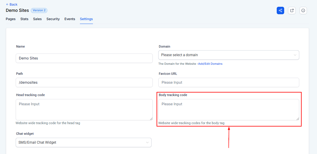 Settings Tab - Websites – figure 11
