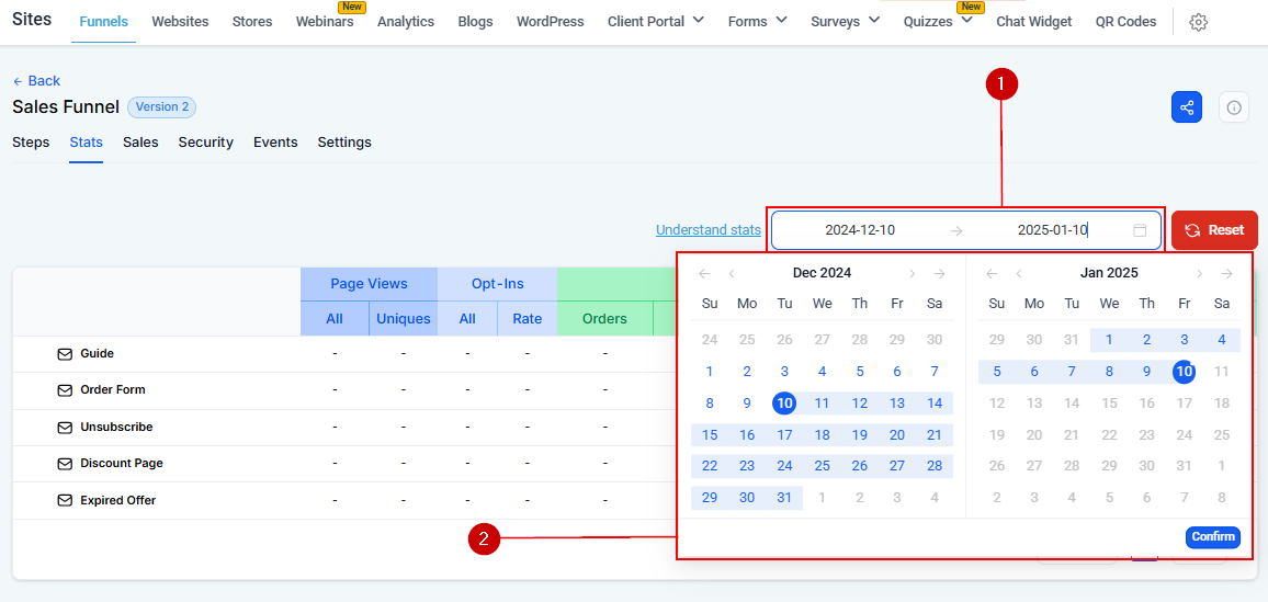 Stats Tab - Funnels – figure 2