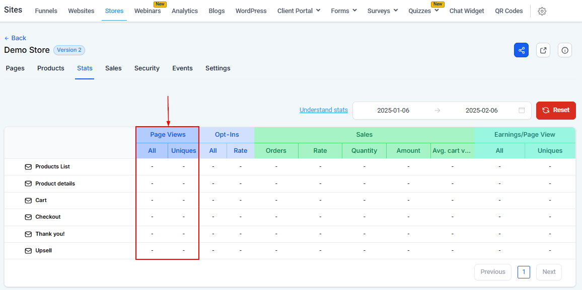 Stats Tab - Stores – figure 8