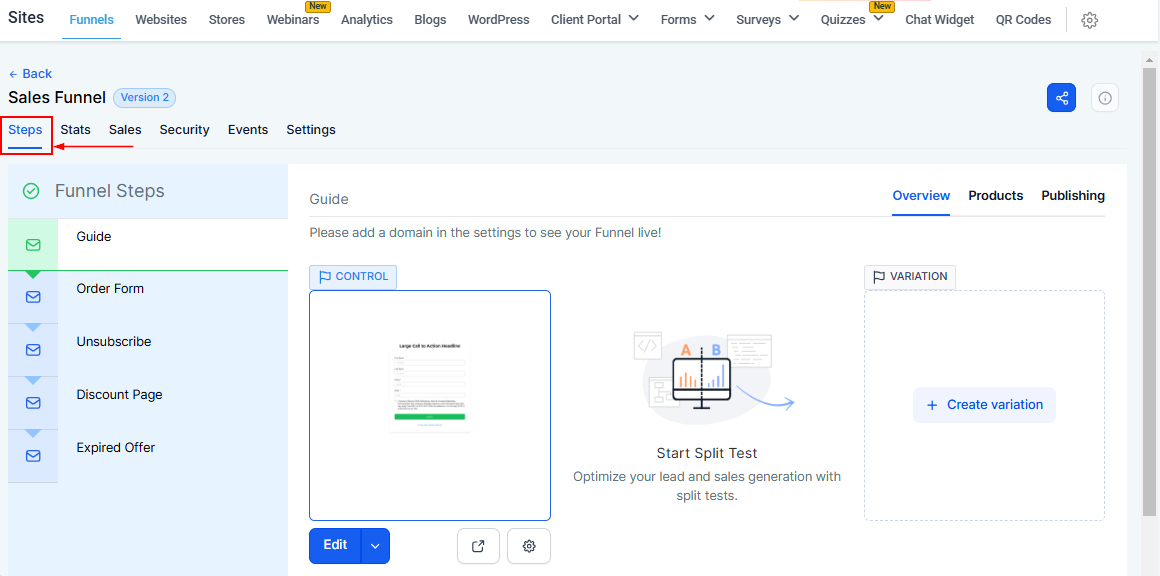 Steps Tab - Funnels – figure 3