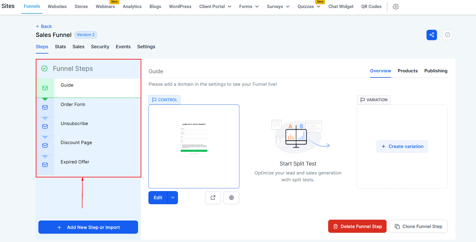 Steps Tab - Funnels – figure 4