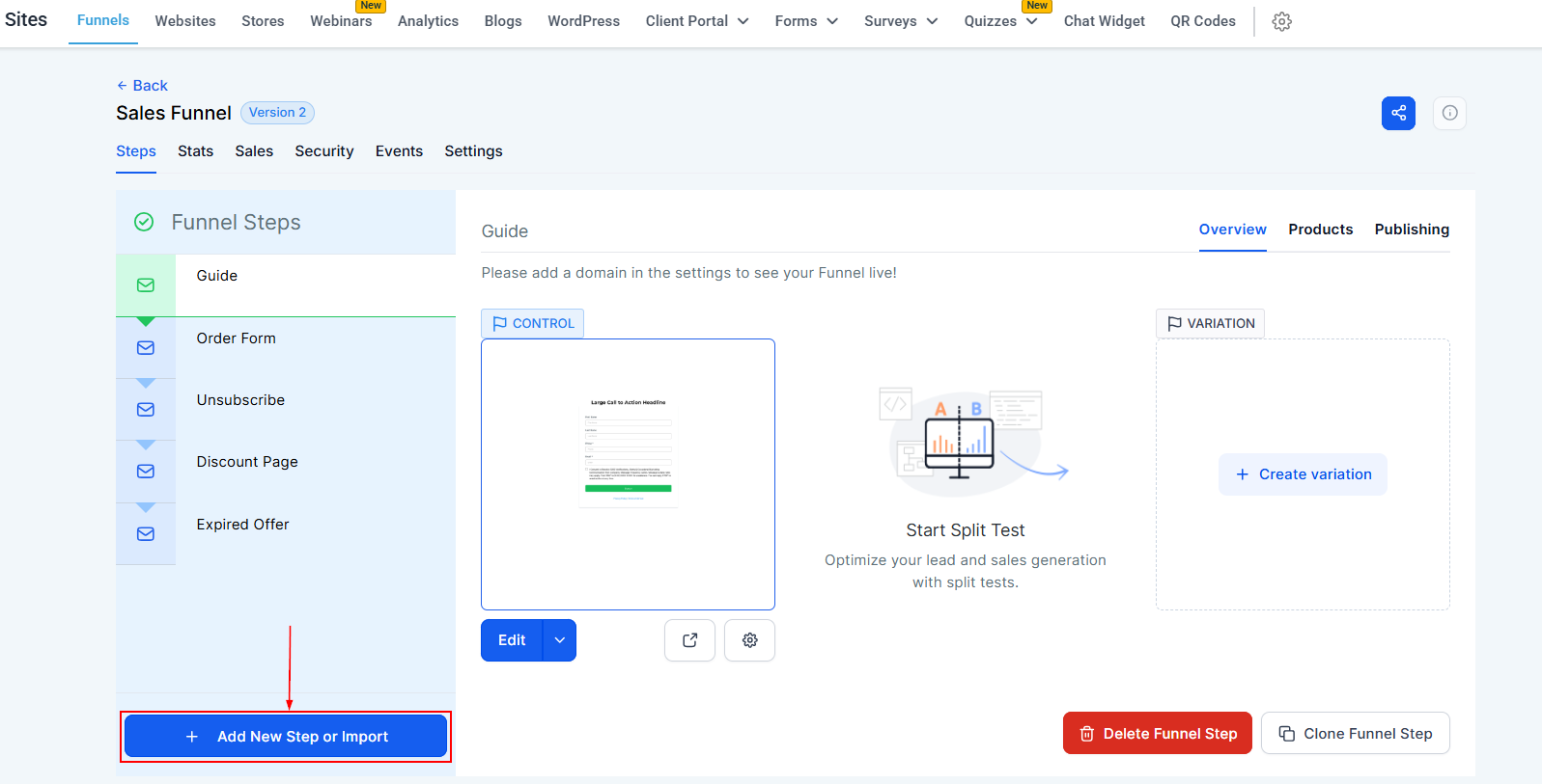 Steps Tab - Funnels – figure 5