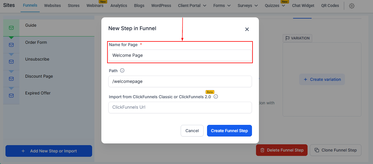 Steps Tab - Funnels – figure 6