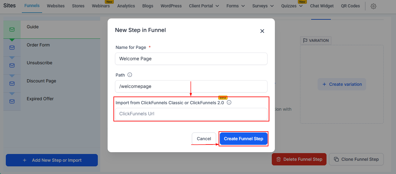Steps Tab - Funnels – figure 8