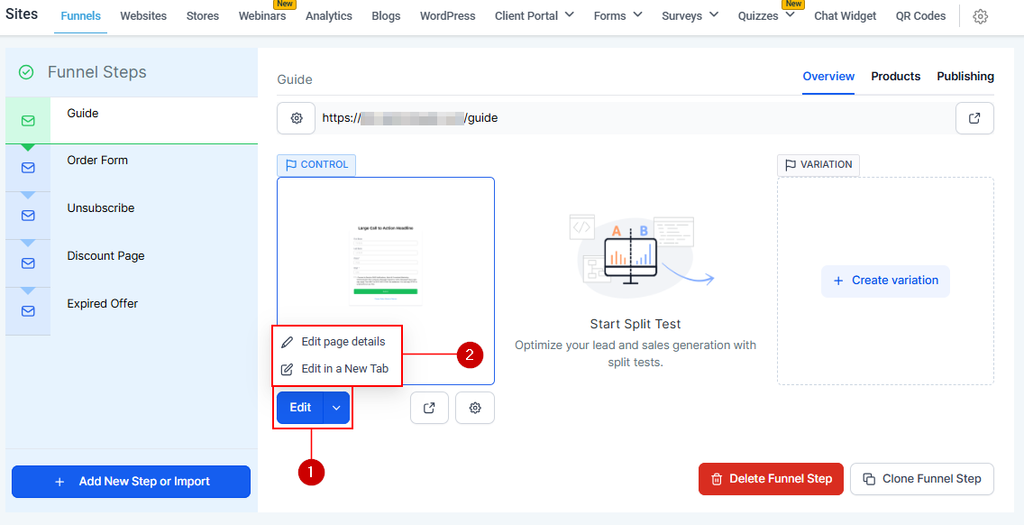 Steps Tab - Funnels – figure 16