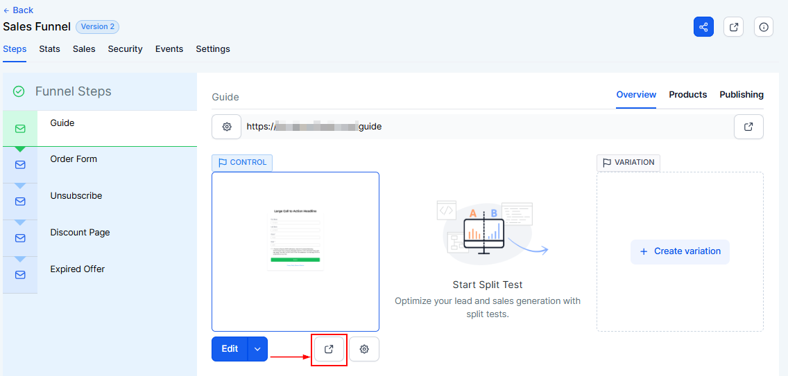 Steps Tab - Funnels – figure 17