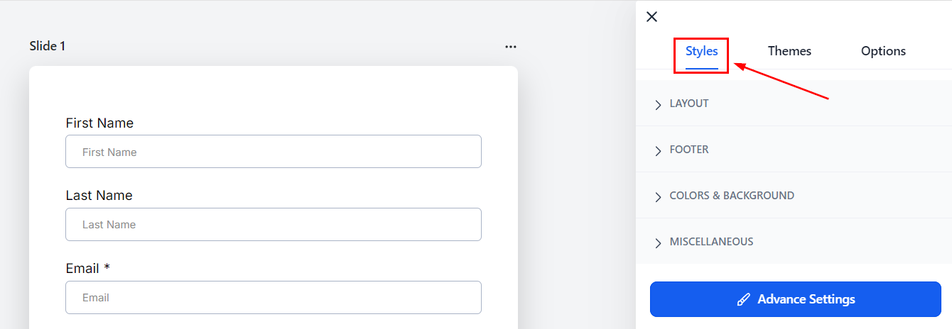 Styles tab – figure 1