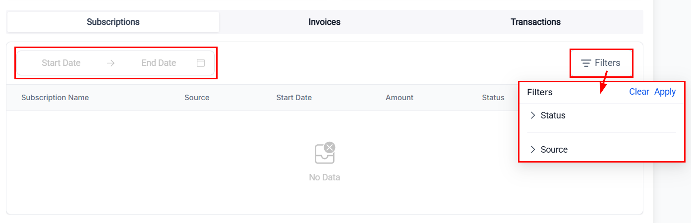 Subscription Management in the Client Portal – figure 3