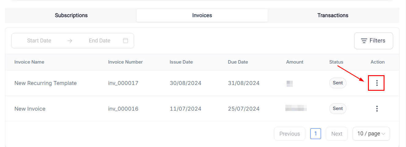 Subscription Management in the Client Portal – figure 4