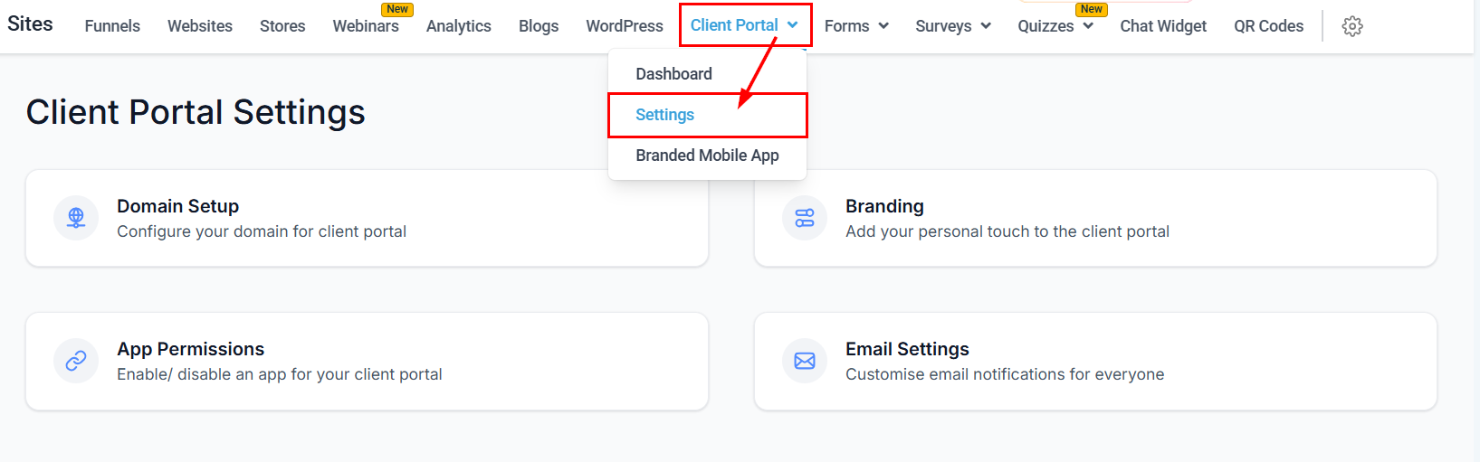 Subscription Management in the Client Portal – figure 5