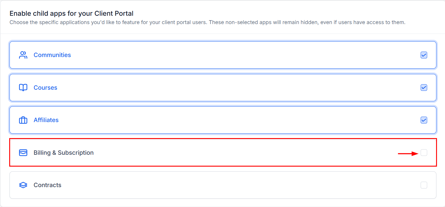 Subscription Management in the Client Portal – figure 7