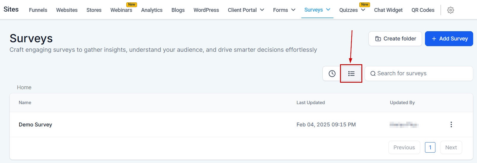 Survey Builder Tab Overview – figure 5