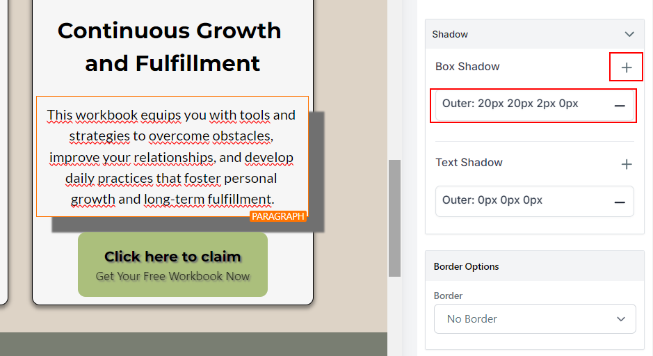Utilizing Box & Text Shadows in Sites – figure 4