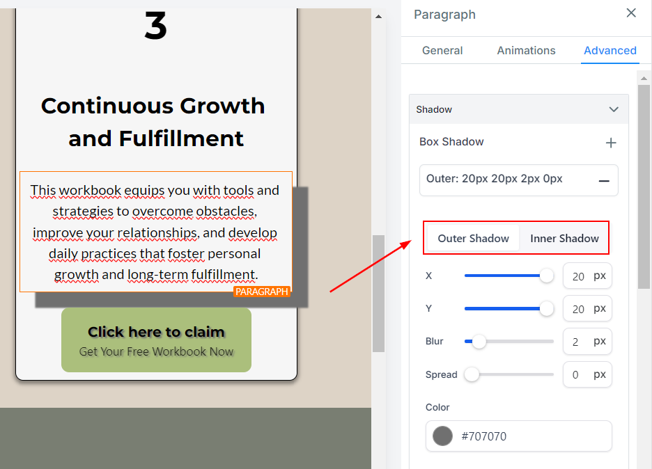 Utilizing Box & Text Shadows in Sites – figure 5