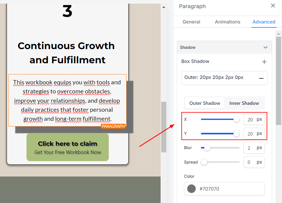 Utilizing Box & Text Shadows in Sites – figure 6