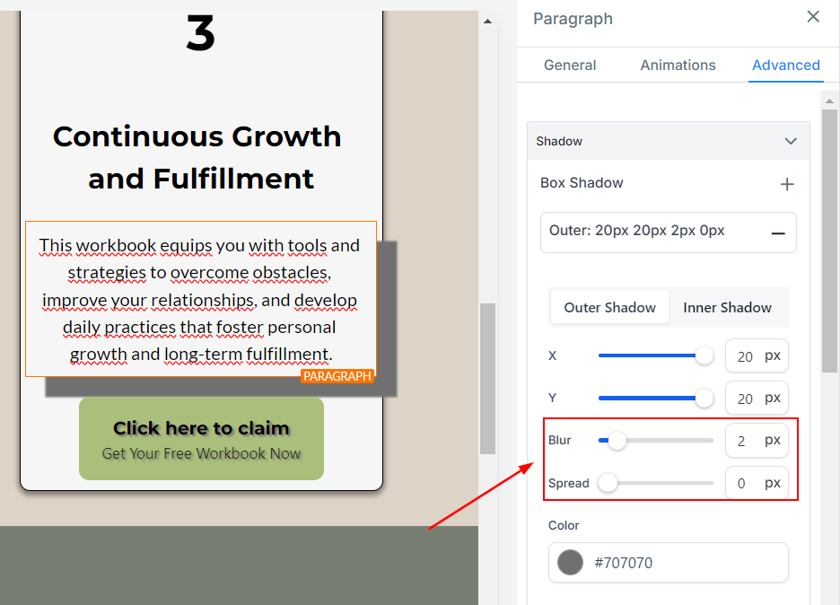 Utilizing Box & Text Shadows in Sites – figure 7