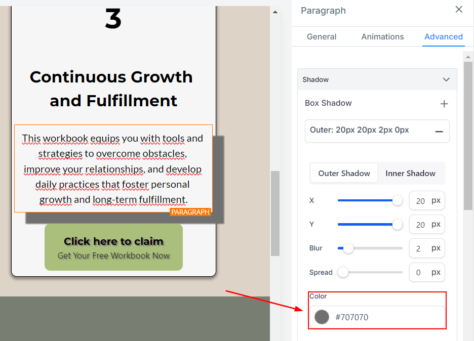 Utilizing Box & Text Shadows in Sites – figure 8