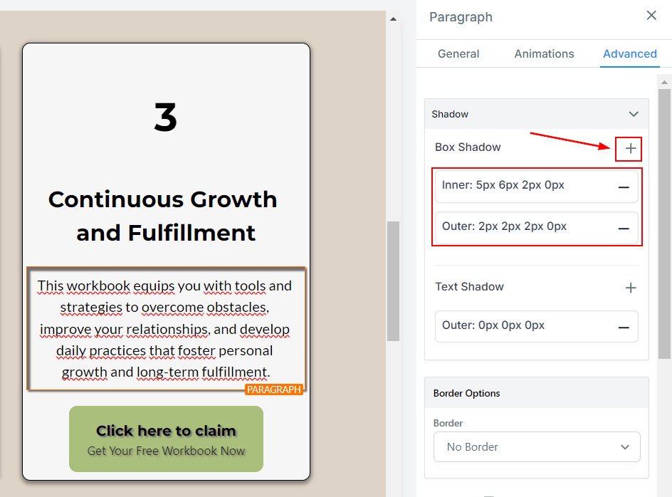 Utilizing Box & Text Shadows in Sites – figure 9